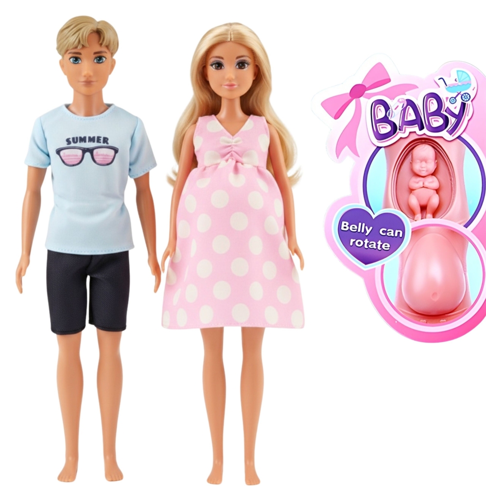 Lėlių Family Lily Nėščiosios ir tėčio lėlės rinkinys WOOPIE ROYAL-Žaislai, Lėlės ir jų priedai, Lėlės-e-vaikas