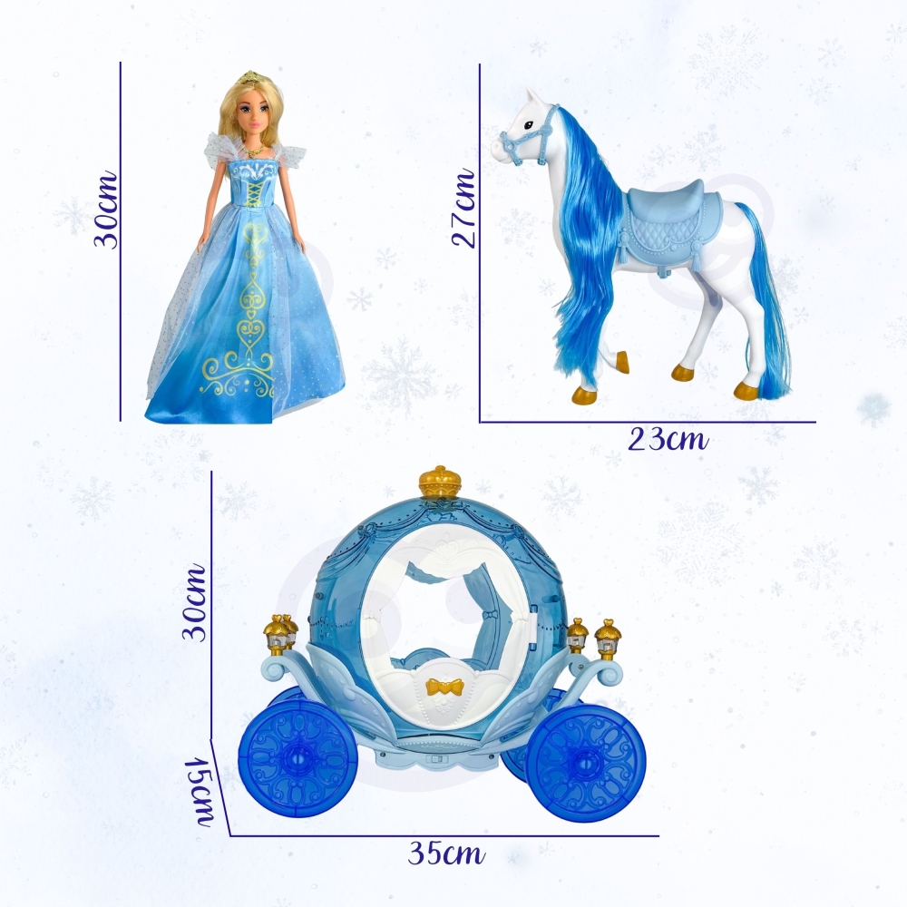 Lėlė Ledo princesė Lily ir stebuklinga karieta WOOPIE ROYAL priedai-Žaislai, Lėlės ir jų priedai, Lėlės-e-vaikas