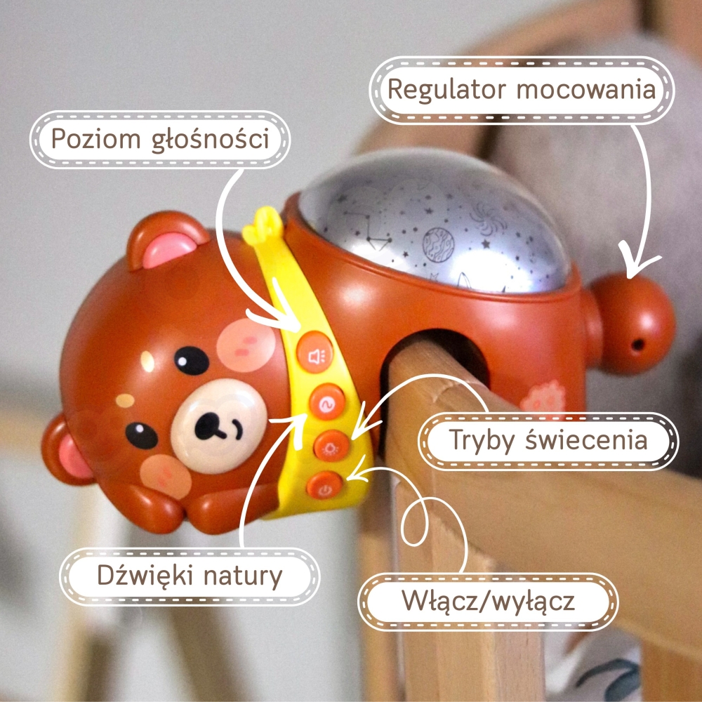 Žvaigždžių projektorius WOOPIE BABY naktinė šviesa Meškiukas-Miegui, Žaislai, Migdukai ir karuselės, Kūdikiams, Miego žaislai-e-
