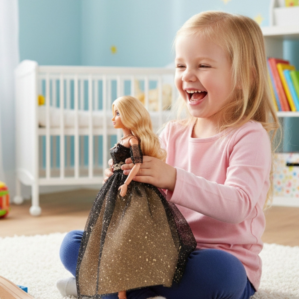 Lėlė Lilija 30 cm ilgų šviesių plaukų WOOPIE ROYAL juoda balinė suknelė-Žaislai, Lėlės ir jų priedai, Lėlės-e-vaikas
