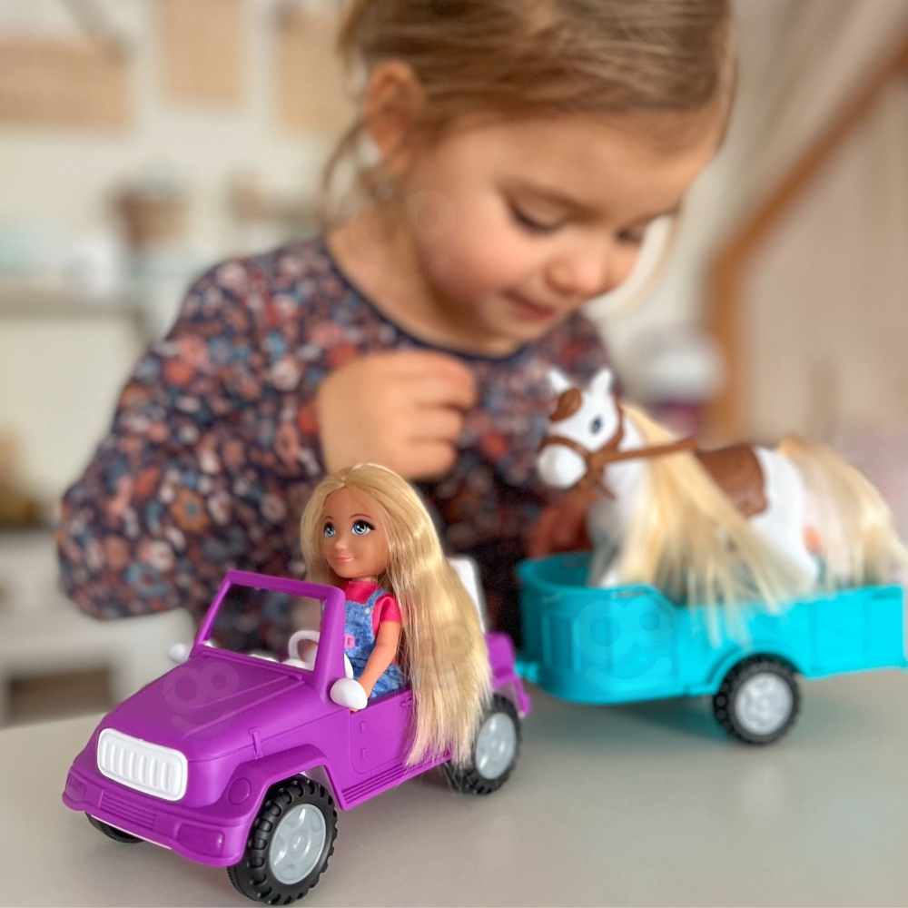 Lėlių rinkinys su arkliuku, automobiliu ir priekaba WOOPIE ROYAL Niki-Žaislai, Lėlės ir jų priedai, Lėlės-e-vaikas