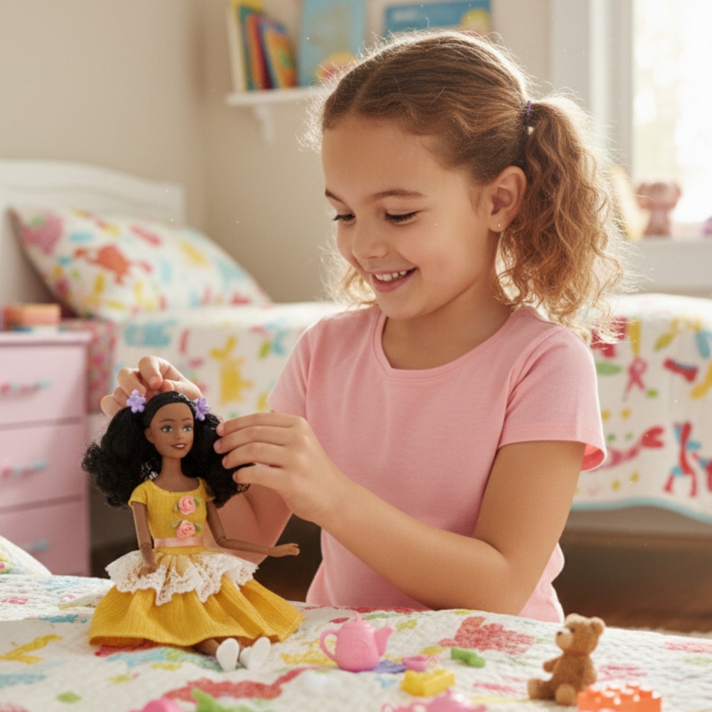 Lėlė Emi 32 cm WOOPIE ROYAL Madinga apranga ir gražūs juodi plaukai-Žaislai, Lėlės ir jų priedai, Lėlės-e-vaikas