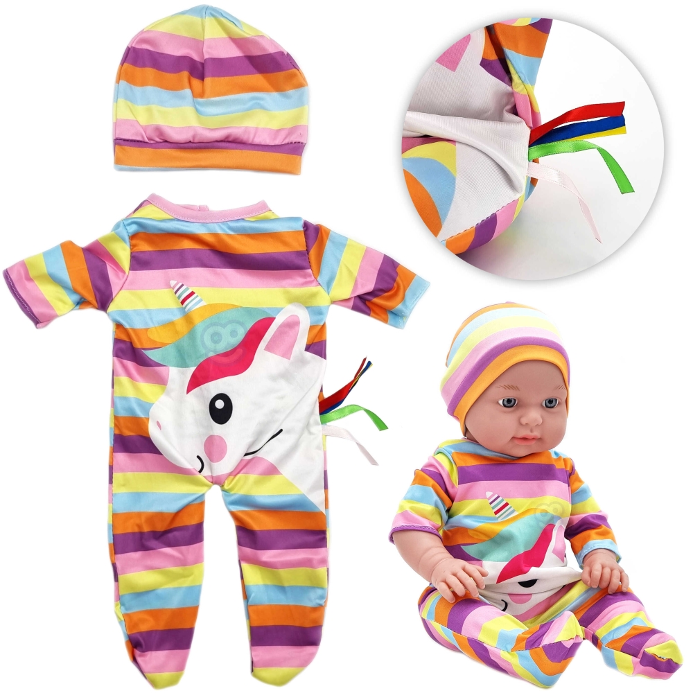 WOOPIE ROYAL Ubranko dla Lalki Zestaw Pajacyk Body Jednorożec Czapeczka 43-46 cm					