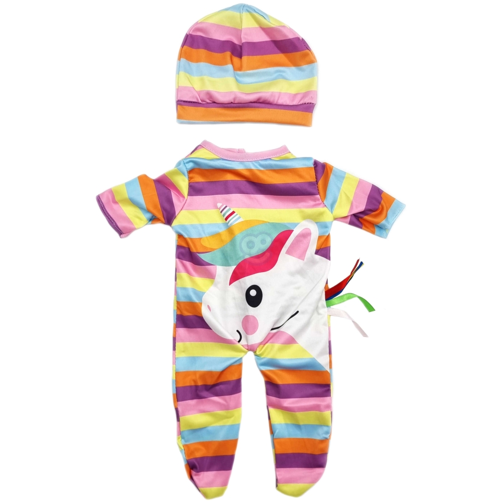 WOOPIE ROYAL Ubranko dla Lalki Zestaw Pajacyk Body Jednorożec Czapeczka 43-46 cm					