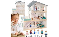 TOOKY TOY Duży Drewniany Domek dla Lalek + Figurki FSC