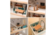 TOOKY TOY Duży Drewniany Domek dla Lalek + Figurki FSC