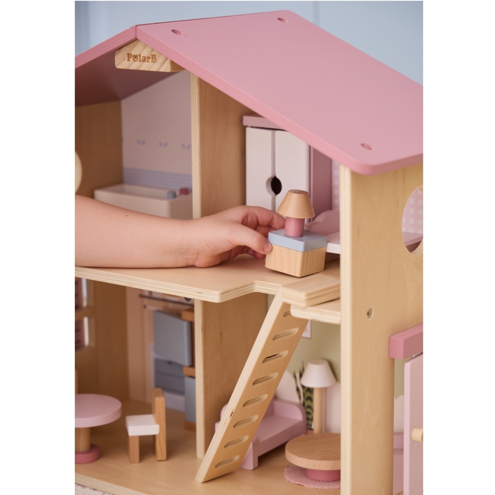 VIGA PolarB Large Wooden Dollhouse 17 pcs.					