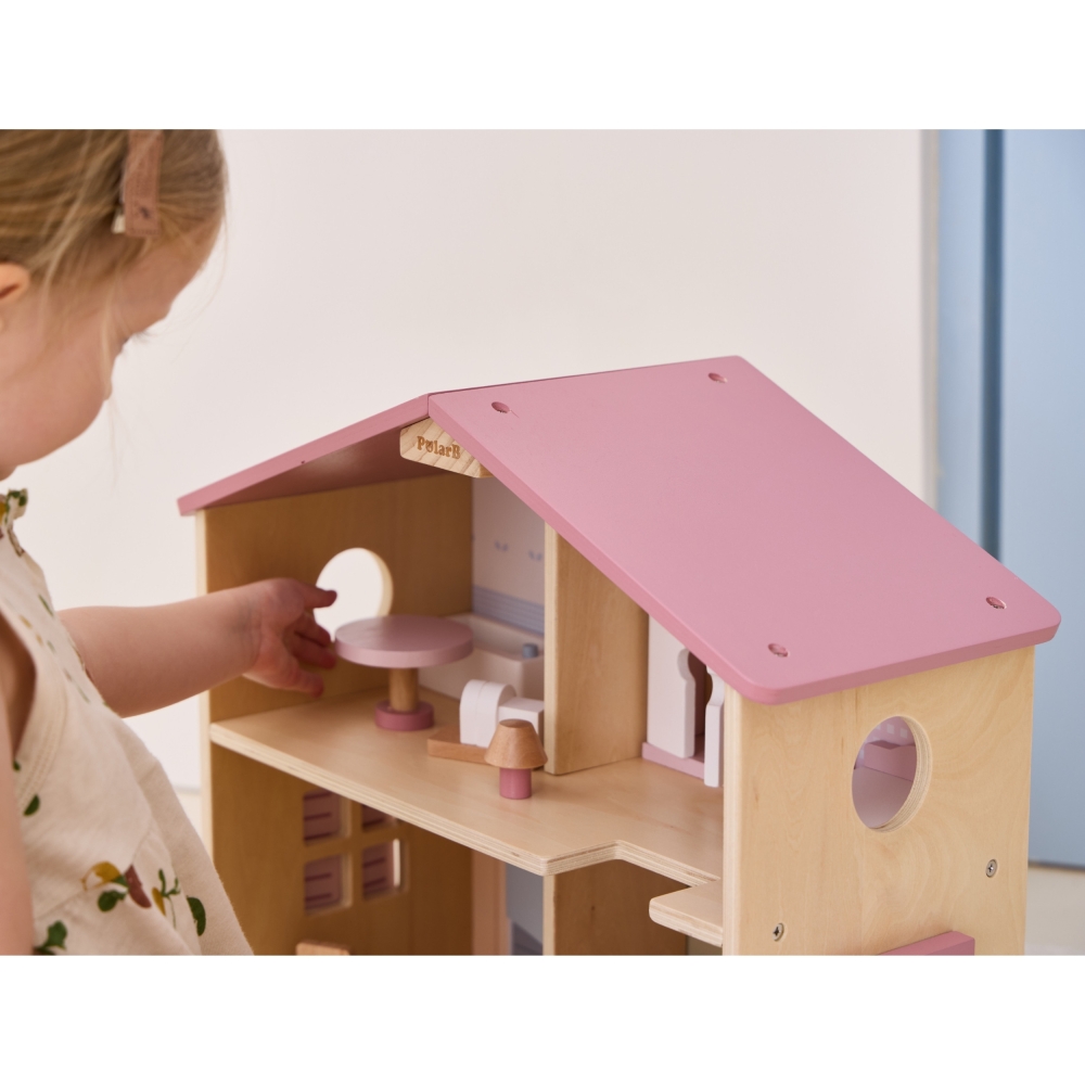 VIGA PolarB Large Wooden Dollhouse 17 pcs.					