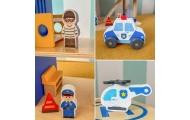 VIGA Drewniany Komisariat Policji Radiowóz 3 poziomy 14 el