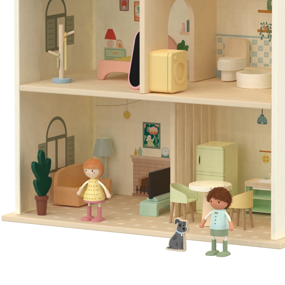 CLASSIC WORLD Wielki Drewniany Domek dla Lalek z mebelkami
