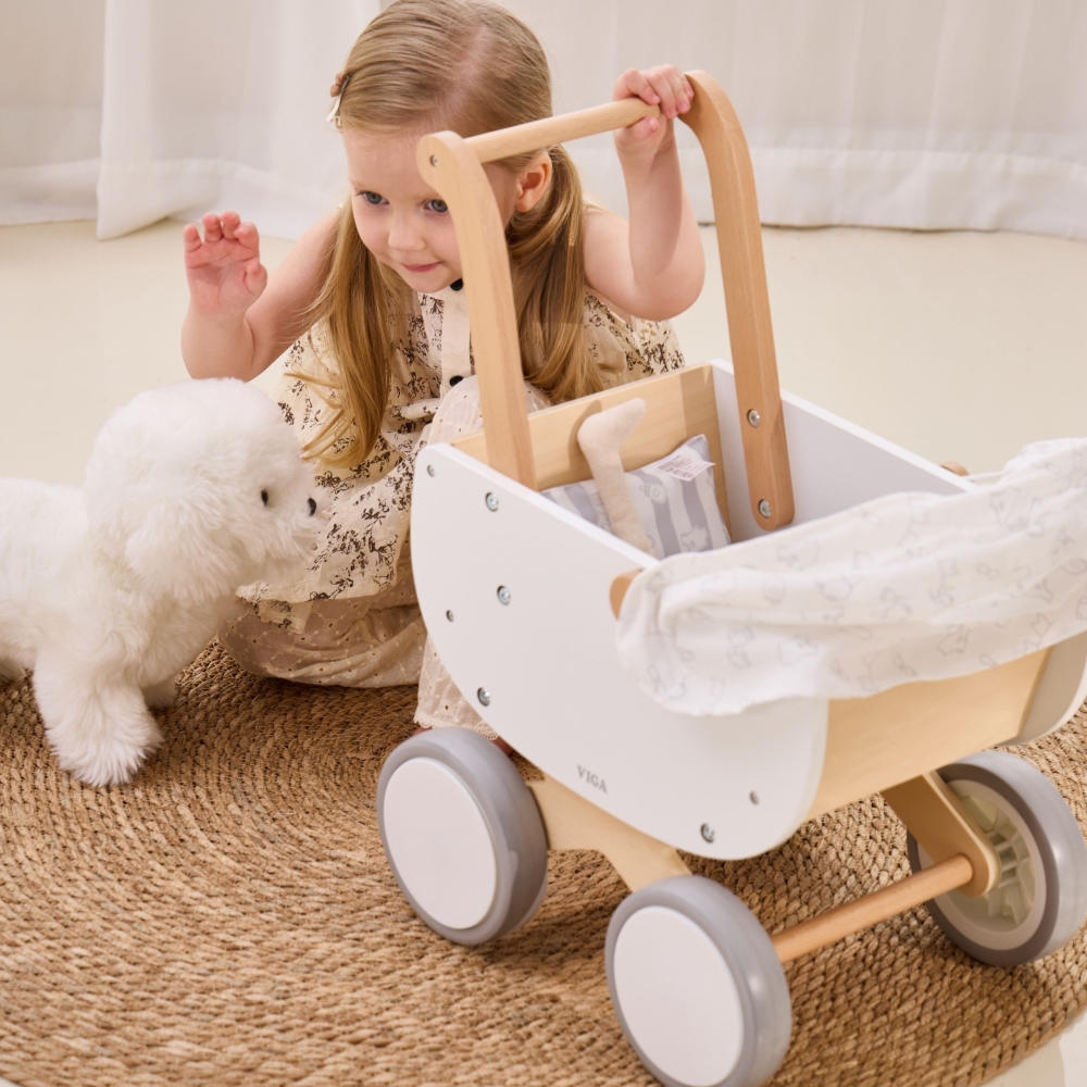 VIGA Wooden Doll's Pram with Gondola					