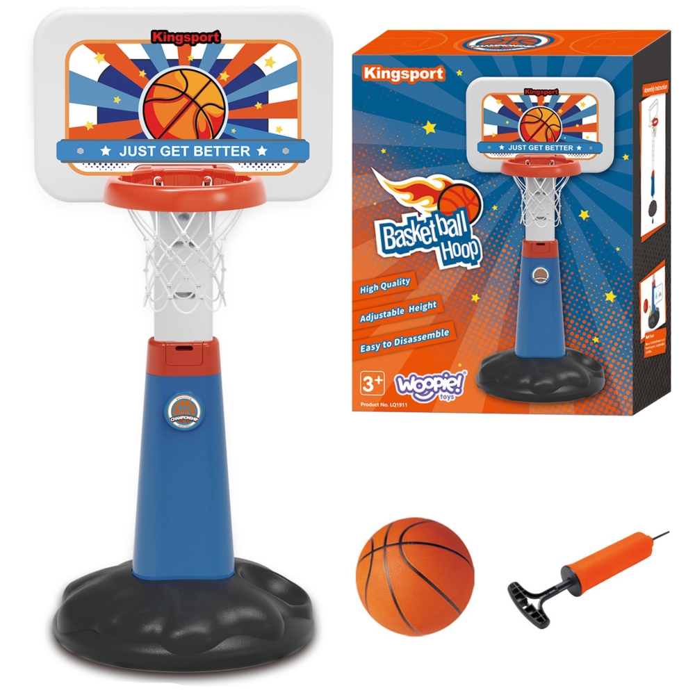 WOOPIE Krepšinio rinkinys Reguliuojamas 99 - 125 cm + kamuolys + pompa