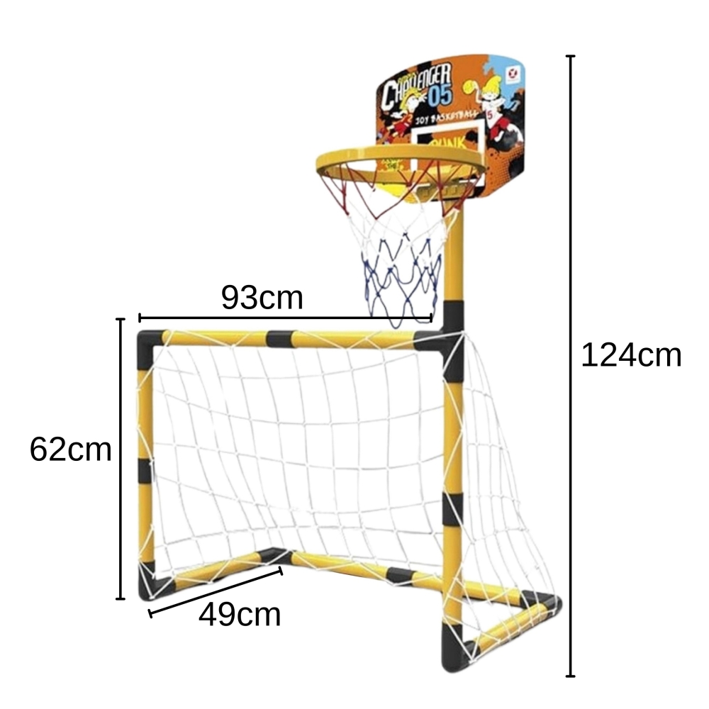 WOOPIE 2-in-1 krepšinio vartų rinkinys + kamuoliai ir pompa