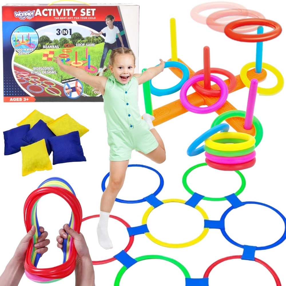 Universalus daugiafunkcinių lauko žaidimų rinkiny WOOPIE 3-in-1 Cornhole Target Bag Toss