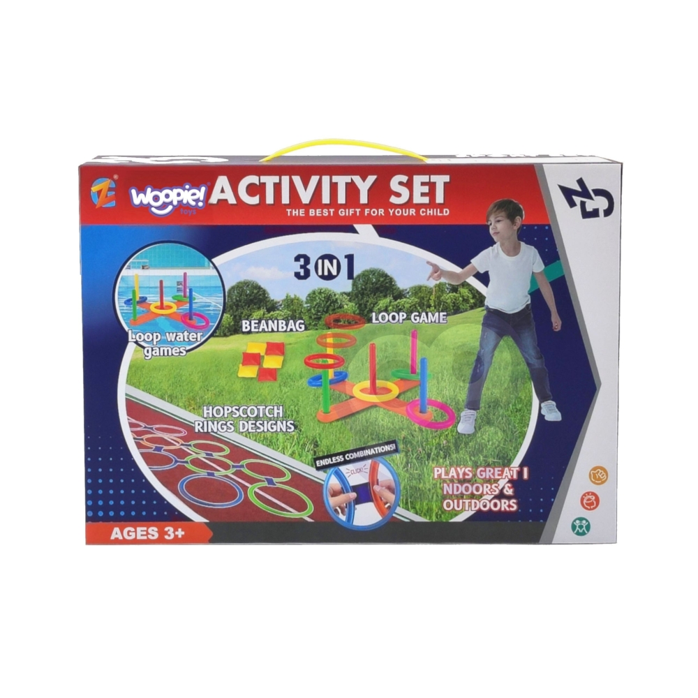 Universalus daugiafunkcinių lauko žaidimų rinkiny WOOPIE 3-in-1 Cornhole Target Bag Toss