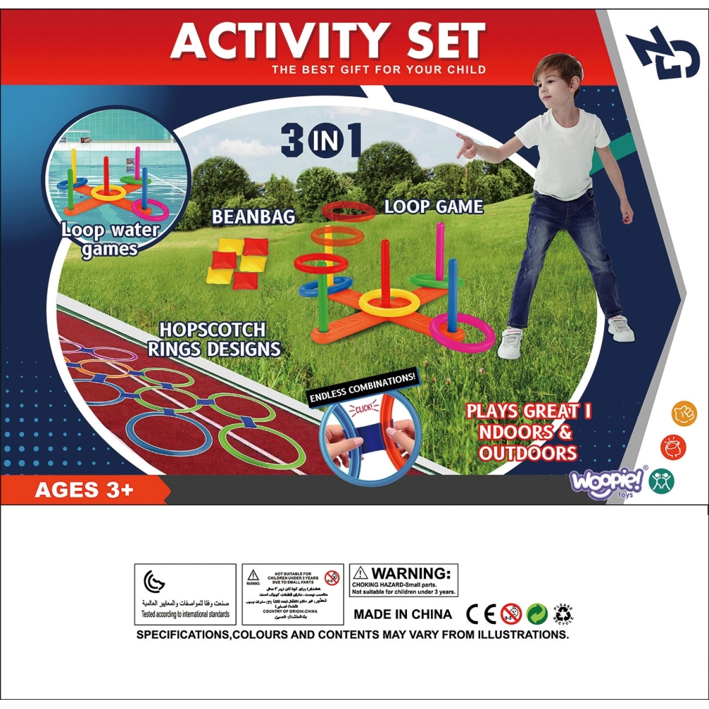 Universalus daugiafunkcinių lauko žaidimų rinkiny WOOPIE 3-in-1 Cornhole Target Bag Toss