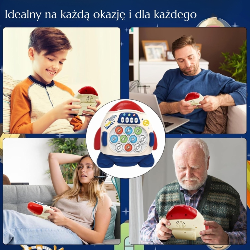 WOOPIE Gra POP IT Elektroniczna Antystresowa Zręcznościowa Rakieta red					