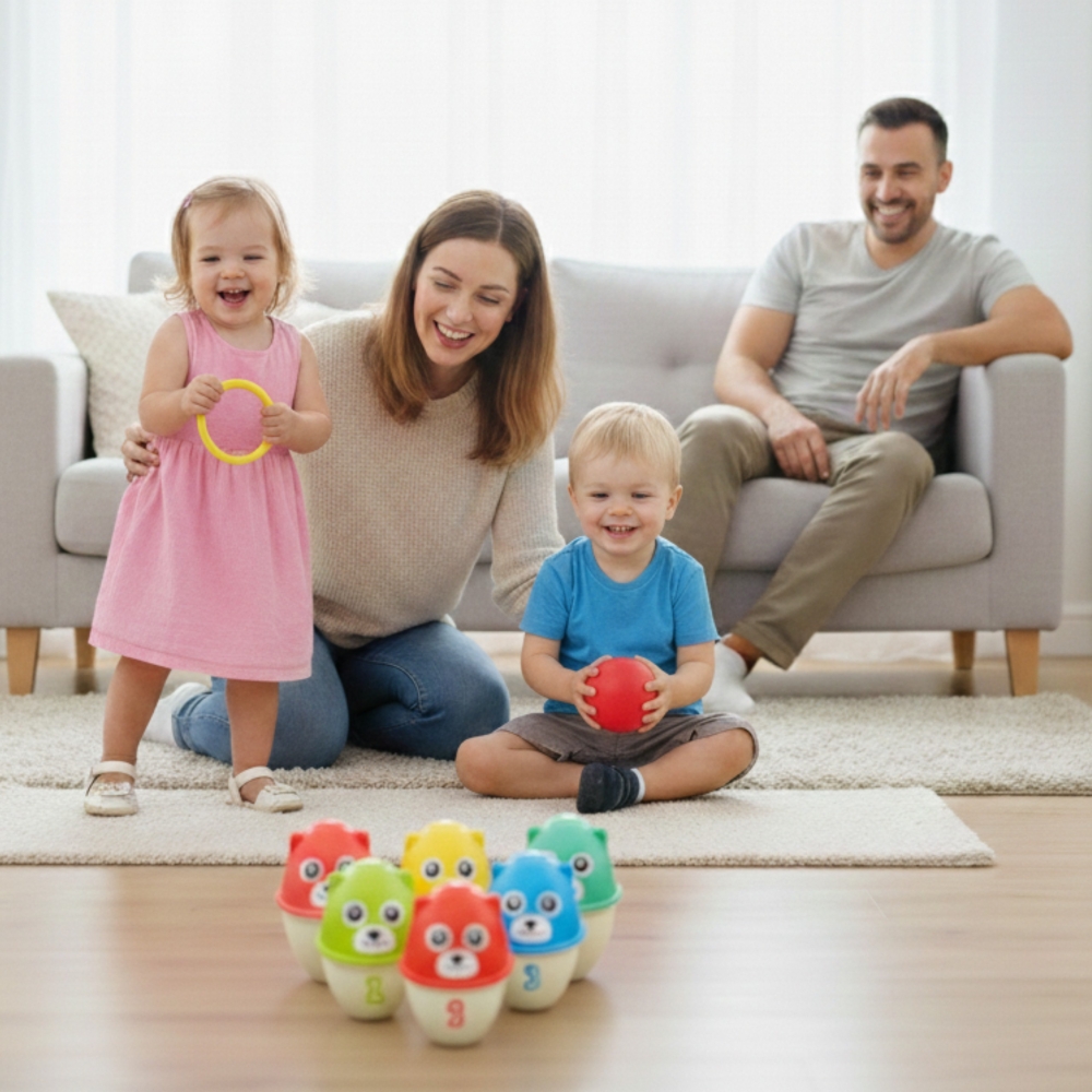 Boulingas vaikams WOOPIE Spalvoti meškiukai 3in1-Žaislai, Kūdikiams, Žaislai mažyliams (iki 4 m.
