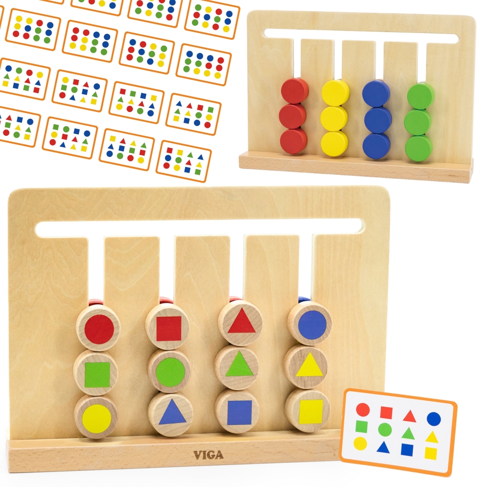 Dėlionių žaidimas VIGA Montessori - Imituok spalvas ir figūras