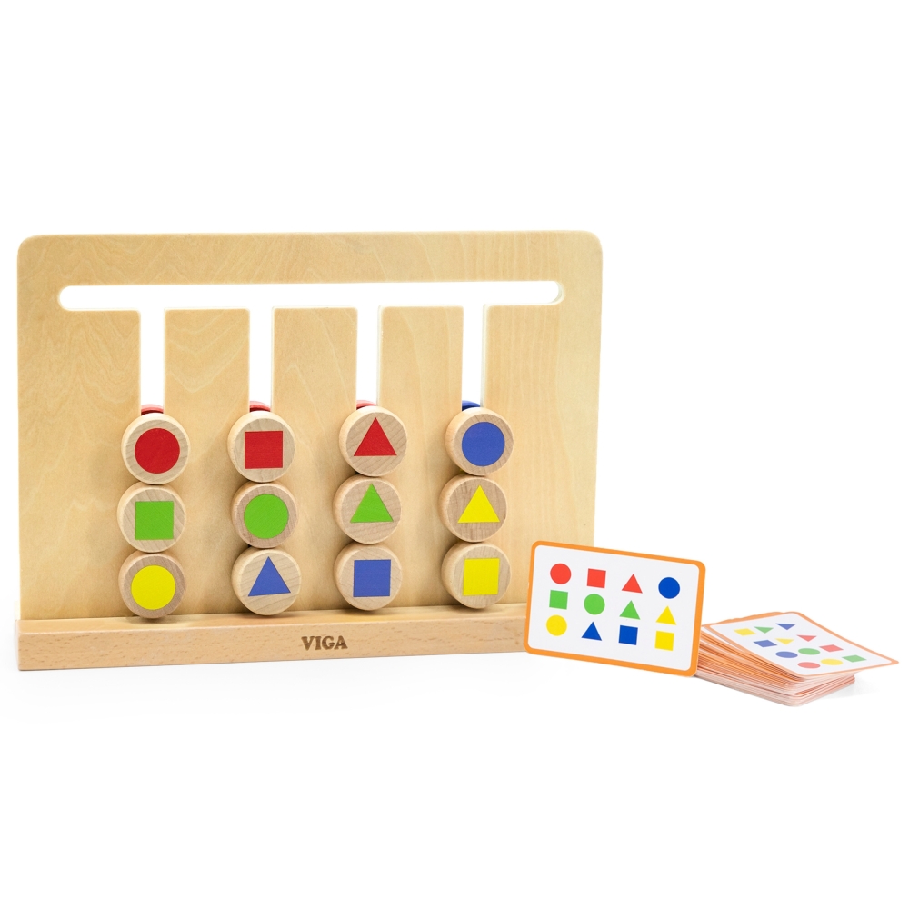 Dėlionių žaidimas VIGA Montessori - Imituok spalvas ir figūras