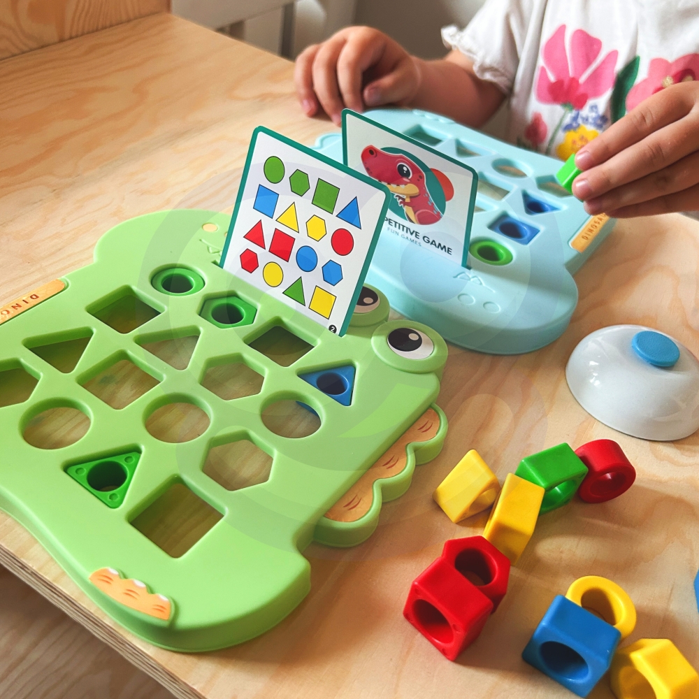Formų atpažinimo žaidimas WOOPIE Montessori dinozaurų dėlionė-Žaislai, Stalo žaidimai, Įvairūs stalo žaidimai-e-vaikas