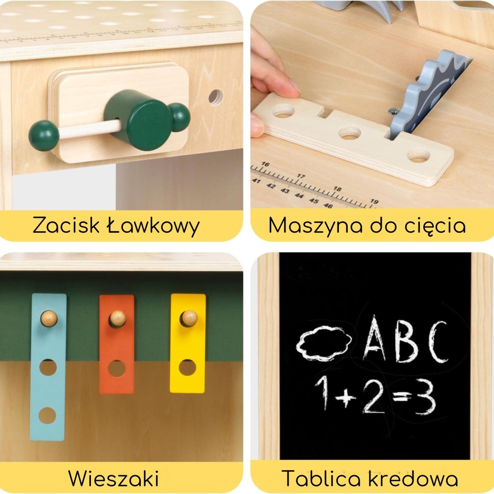 Medinės STEM dirbtuvės WOOPIE GREEN su įrankiais-Žaislai, Profesijos, buities žaislai, Meistro žaislai-e-vaikas