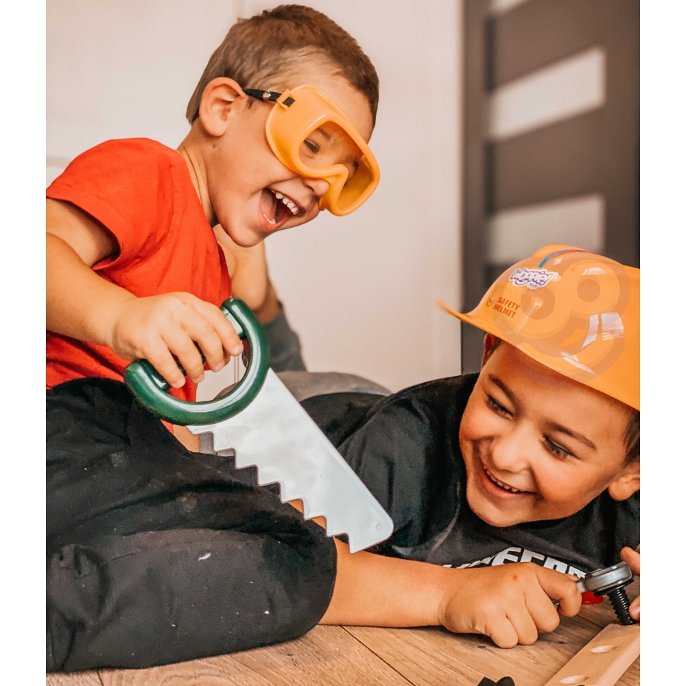 Didelė kuprinė su įrankiais vaikams WOOPIE meistro rinkinys (atsuktuvai ir grąžtai, 15 el.