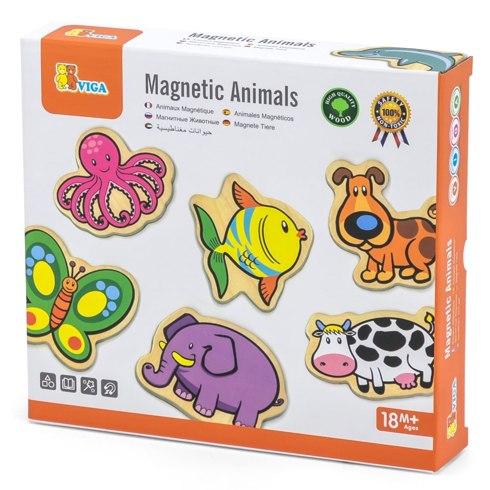 Mediniai magnetai VIGA Gyvūnai, 20 vnt-Žaislai, Dėlionės, Magnetinės dėlionės-e-vaikas
