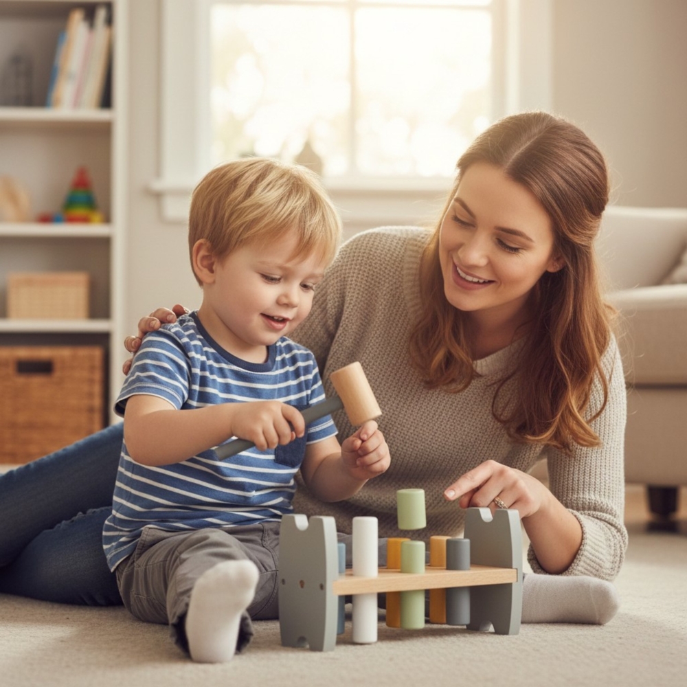 Medinis plaktukas Viga PolarB Montessori Pingvinas-Žaislai, Kūdikiams, Mediniai, Žaislai mažyliams (iki 4 m.