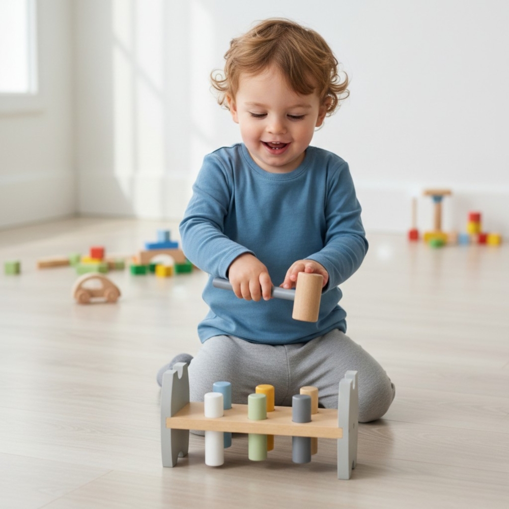 Medinis plaktukas Viga PolarB Montessori Pingvinas-Žaislai, Kūdikiams, Mediniai, Žaislai mažyliams (iki 4 m.