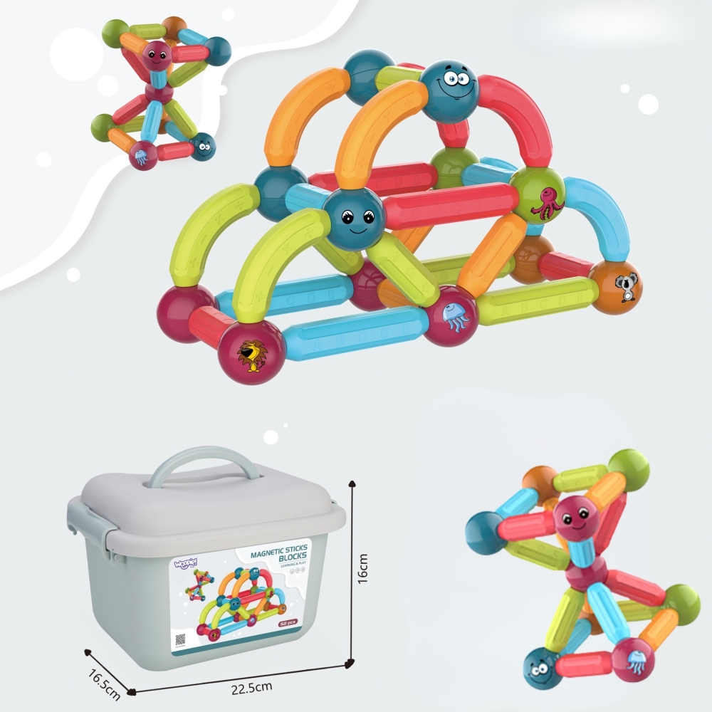 Magnetinis konstruktorius WOOPIE 52 el.-Žaislai, Konstruktoriai, Magnetiniai konstruktoriai-e-vaikas