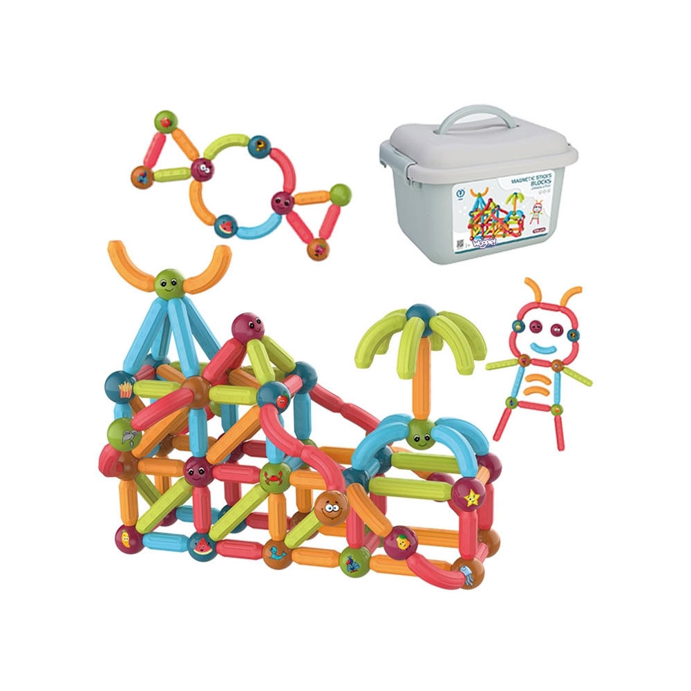 Magnetinis konstruktorius WOOPIE 128 el.-Žaislai, Konstruktoriai, Magnetiniai konstruktoriai-e-vaikas