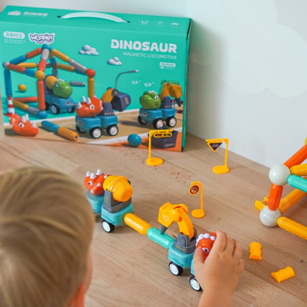 Magnetinis konstruktorius WOOPIE Dinozaurai, 84 el.-Žaislai, Konstruktoriai, Magnetiniai konstruktoriai-e-vaikas