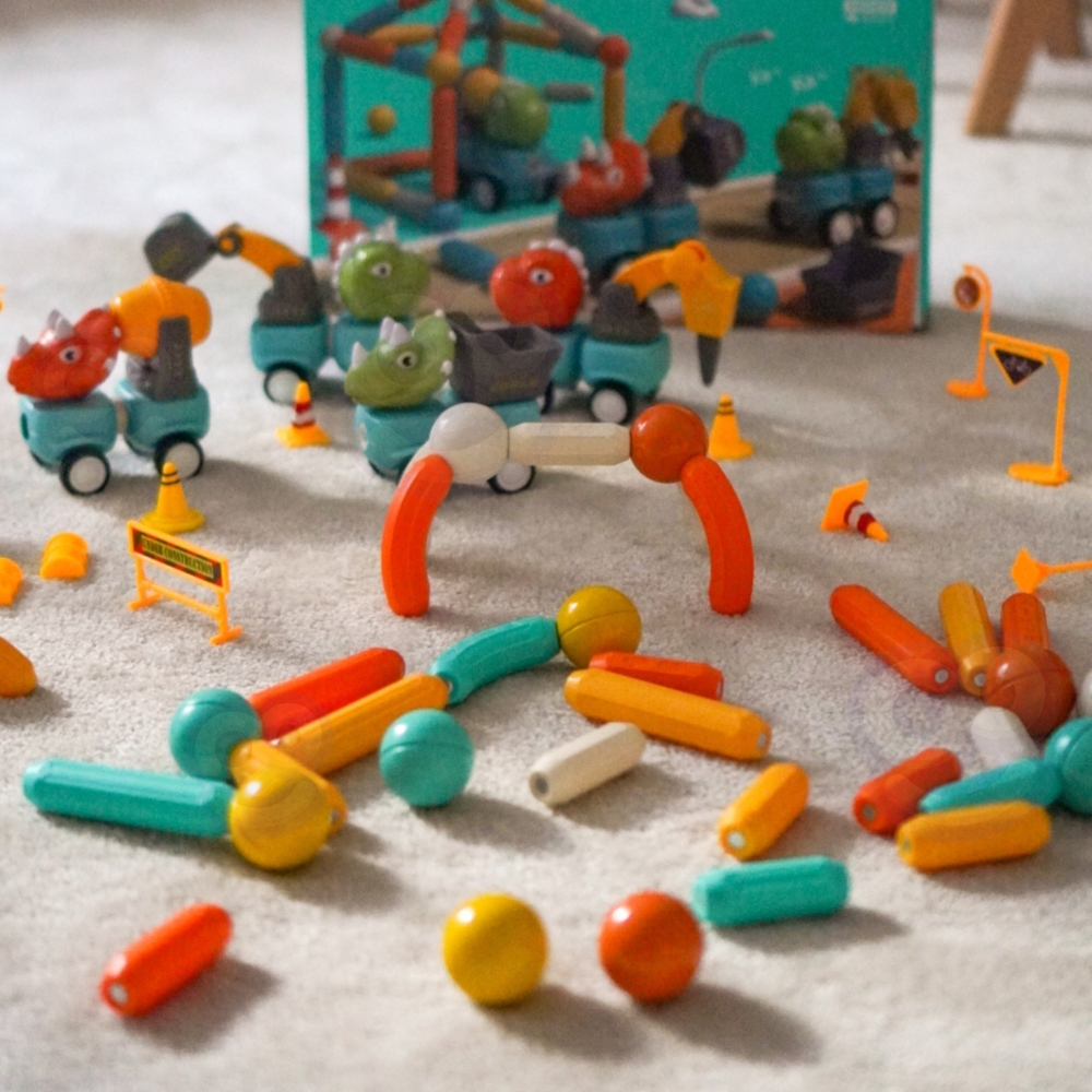 Magnetinis konstruktorius WOOPIE Dinozaurai, 84 el.-Žaislai, Konstruktoriai, Magnetiniai konstruktoriai-e-vaikas
