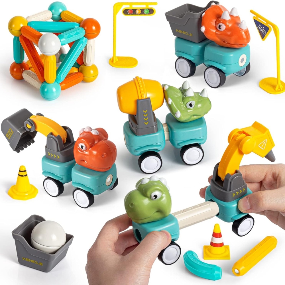 Magnetinis konstruktorius WOOPIE Dinozaurai, 84 el.-Žaislai, Konstruktoriai, Magnetiniai konstruktoriai-e-vaikas