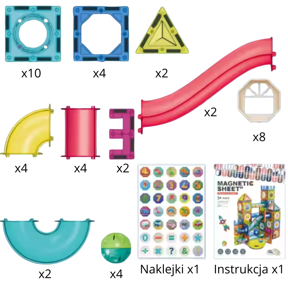 Magnetinis konstruktorius WOOPIE 3D Kamuoliukų trasa, 42 el.-Žaislai, Konstruktoriai, Magnetiniai konstruktoriai-e-vaikas