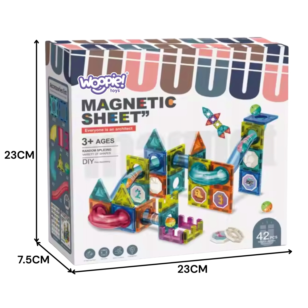 Magnetinis konstruktorius WOOPIE 3D Kamuoliukų trasa, 42 el.-Žaislai, Konstruktoriai, Magnetiniai konstruktoriai-e-vaikas