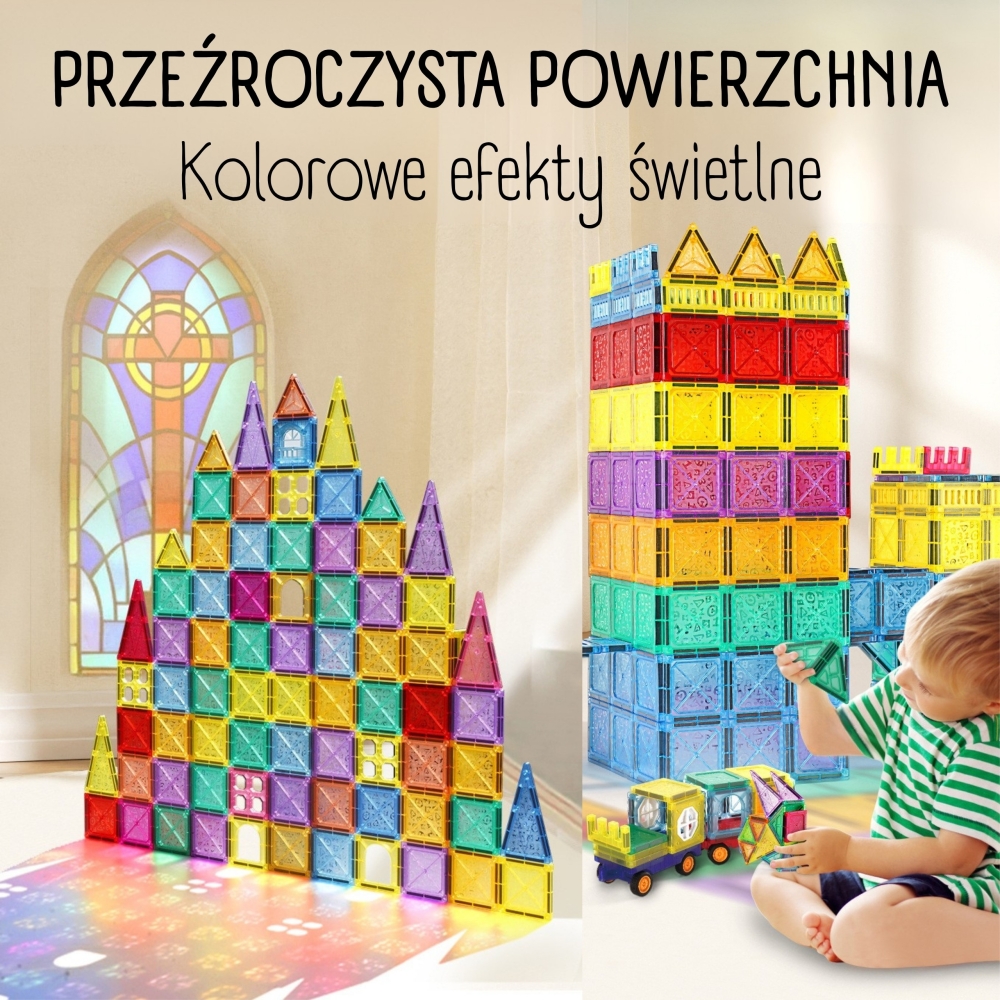 Magnetinis konstruktorius WOOPIE 3D Pilis ir transporto priemonės, 110 el.