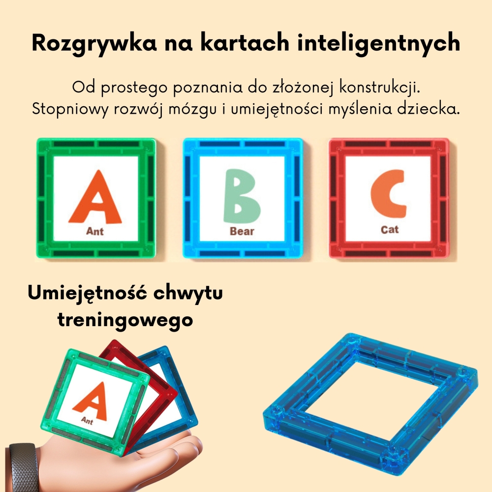 Magnetinis konstruktorius WOOPIE raidžių mokymuisi, 70 el.