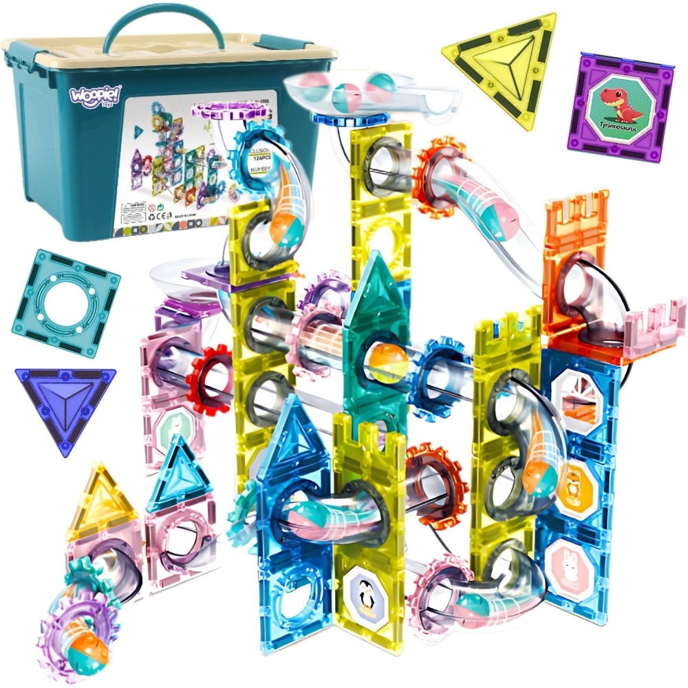 Magnetinis konstruktorius WOOPIE 3D kamuoliukų trasa, 126 el.-Žaislai, Konstruktoriai, Magnetiniai konstruktoriai-e-vaikas