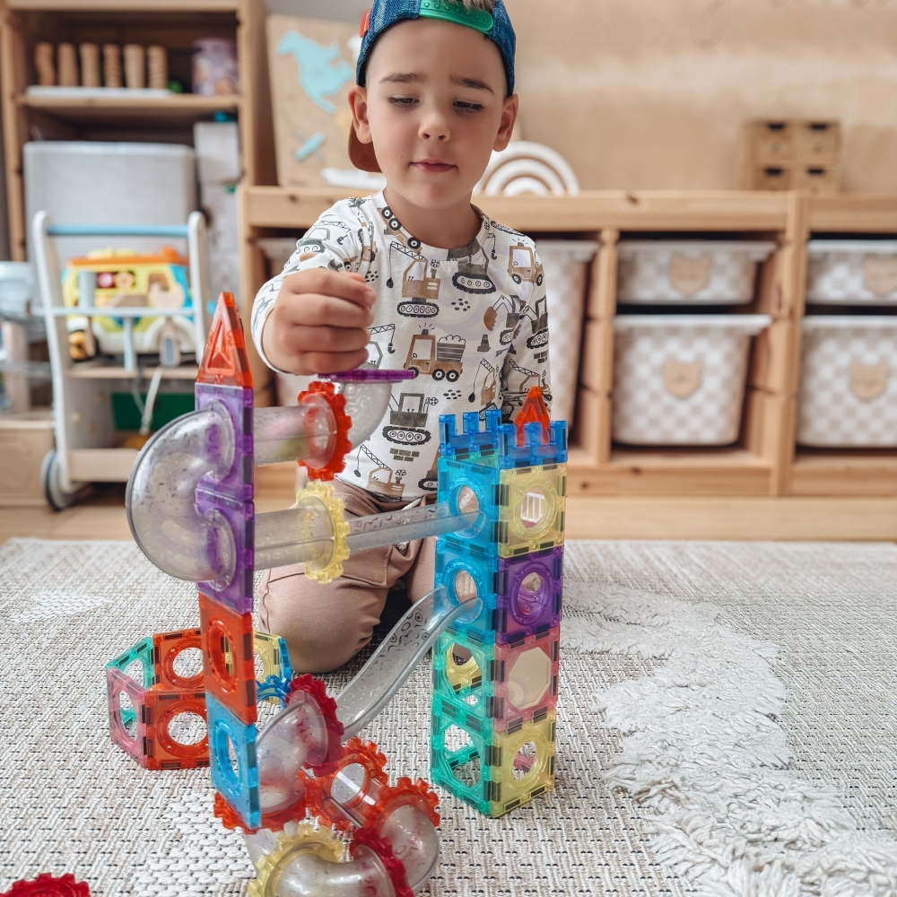 Magnetinis konstruktorius WOOPIE 3D kamuoliukų trasa, 126 el.-Žaislai, Konstruktoriai, Magnetiniai konstruktoriai-e-vaikas