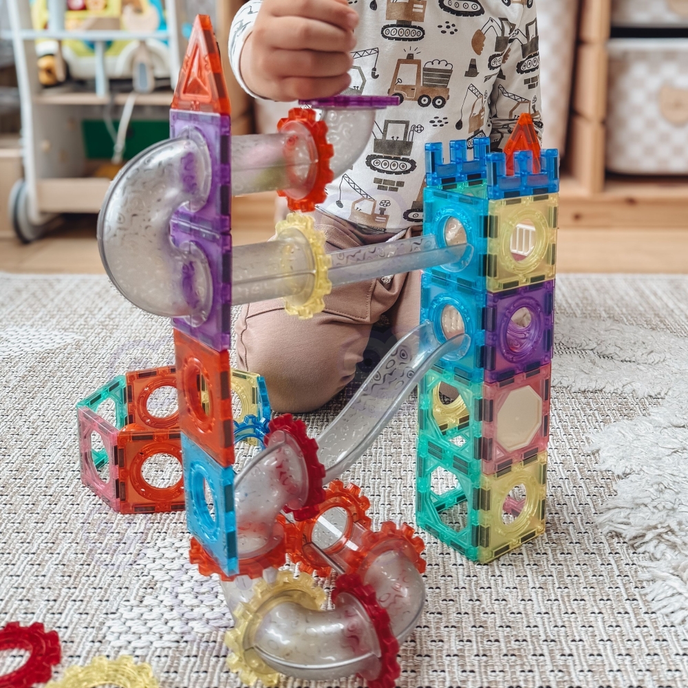Magnetinis konstruktorius WOOPIE 3D kamuoliukų trasa, 126 el.-Žaislai, Konstruktoriai, Magnetiniai konstruktoriai-e-vaikas