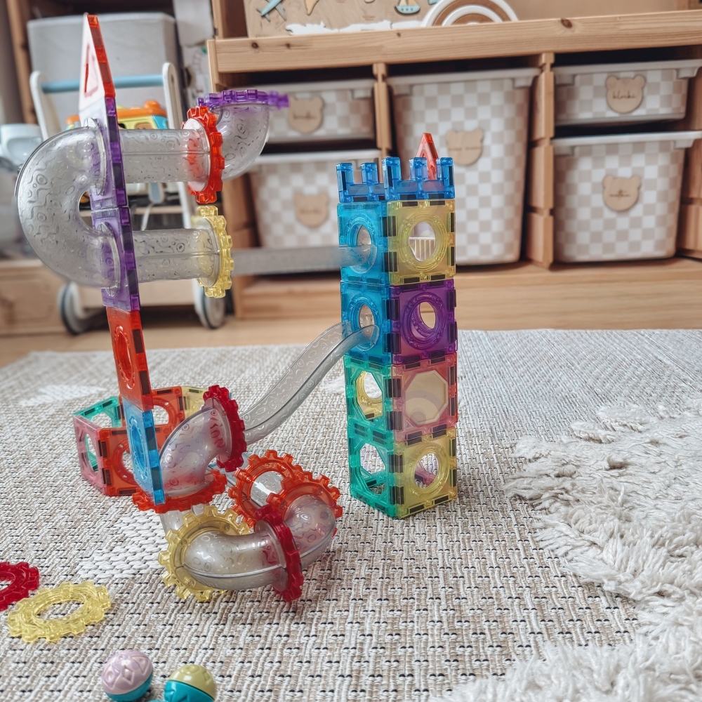 Magnetinis konstruktorius WOOPIE 3D kamuoliukų trasa, 126 el.-Žaislai, Konstruktoriai, Magnetiniai konstruktoriai-e-vaikas