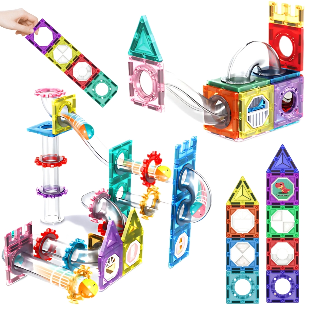 Magnetinis konstruktorius WOOPIE 3D kamuoliukų trasa, 126 el.-Žaislai, Konstruktoriai, Magnetiniai konstruktoriai-e-vaikas