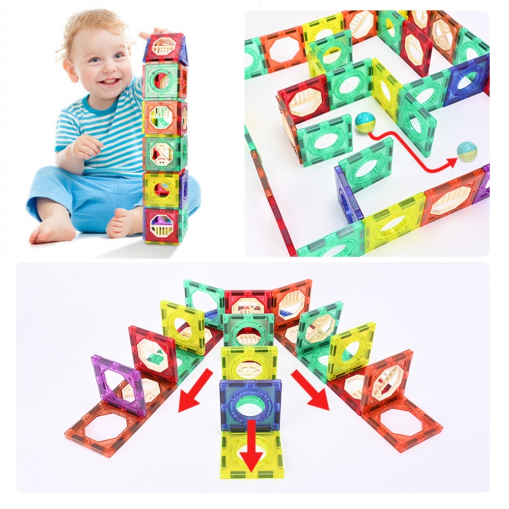 Magnetinis konstruktorius WOOPIE 3D kamuoliukų trasa, 126 el.-Žaislai, Konstruktoriai, Magnetiniai konstruktoriai-e-vaikas