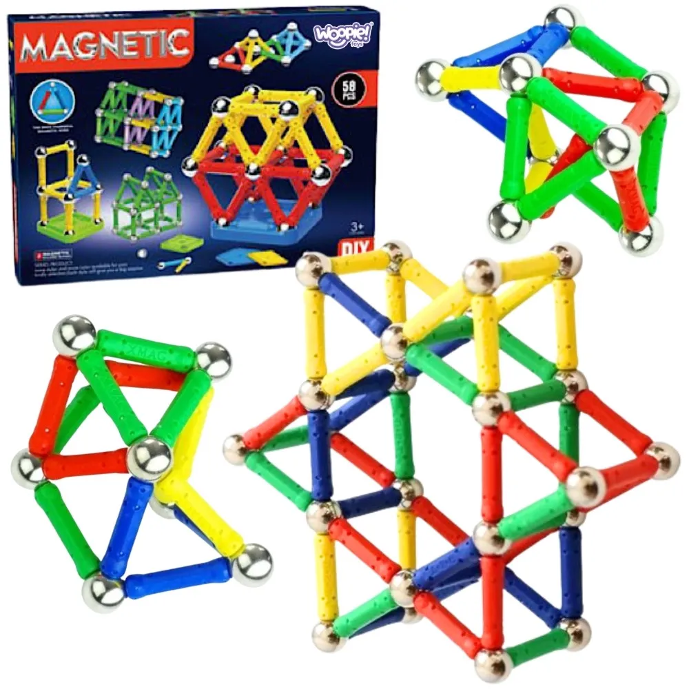 Magnetinis konstruktorius WOOPIE 3D blokeliai, 58 el.-Žaislai, Konstruktoriai, Magnetiniai konstruktoriai-e-vaikas