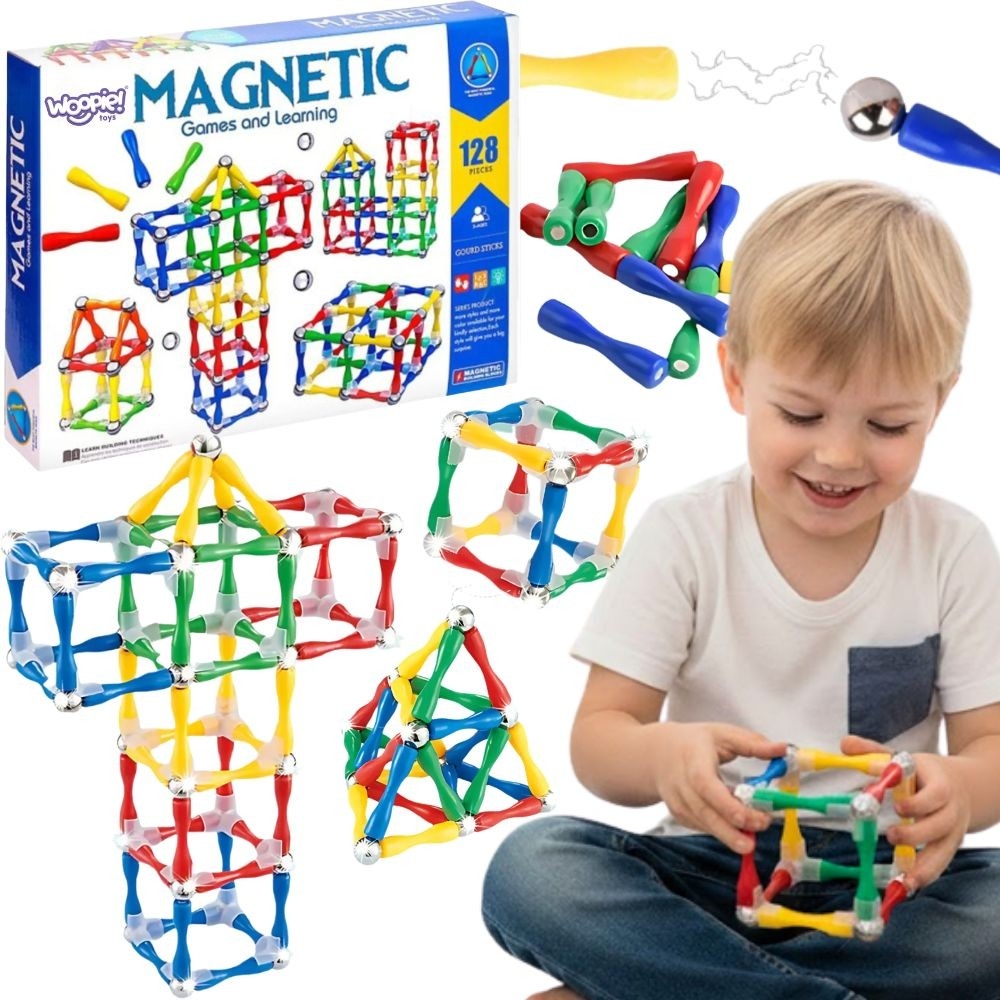 Magnetinis konstruktorius WOOPIE 3D blokai 128 el. XXL