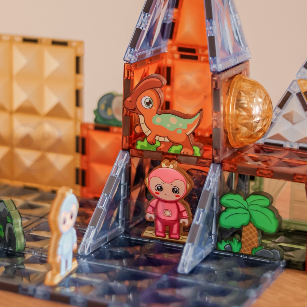Magnetinis šviečiantis konstruktorius WOOPIE 3D Dinozaurų parkas 124el.