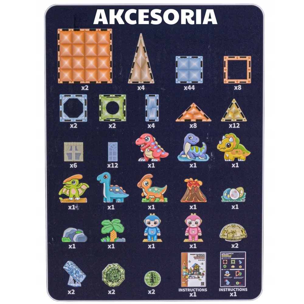 Magnetinis šviečiantis konstruktorius WOOPIE 3D Dinozaurų parkas 124el.