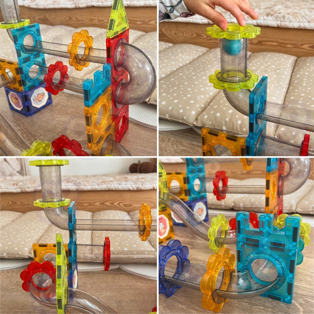 Magnetinis konstruktorius WOOPIE 3D edukacinis kamuoliukų kelio rinkinys 113 el.